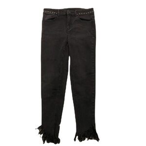 Five Plus Cropped Jeans Black Fringe Studded